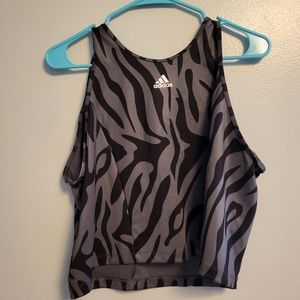 ADIDAS 2XL Cropped Zebra Print Top